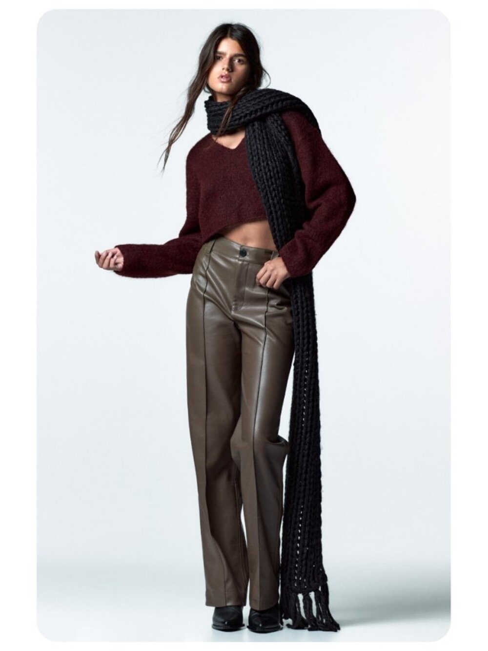 Zara Faux Leather Françoise Trousers Pants sz xs